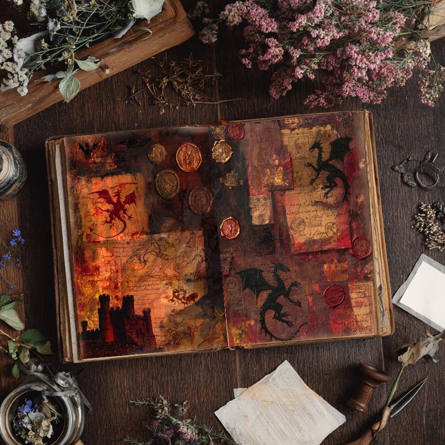 Medieval Fantasy Journal Pages Printable, Dragon Junk Journal Paper ...