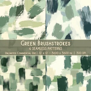 Green Brushstroke Seamless Pattern: Abstract Painting (Digital Print File)