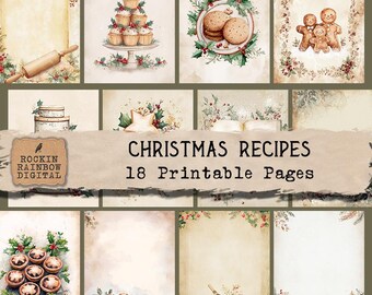 Christmas Planner Printable Pages Set: 8.5 x 11" Holiday Journal PNG