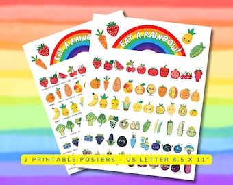 Eat the Rainbow Chart: Kids' Nutrition Poster & Food Tracker (Digital Download