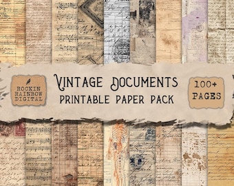 Vintage Real Book Page Ephemera Set, Antique Library Dark Academia ...