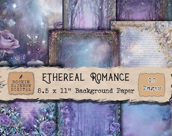Fantasy Romance Journal Pages Printable, Enchanted Court Digital Paper, Celestial Junk Journal Pages, Magical Scrapbook Kit