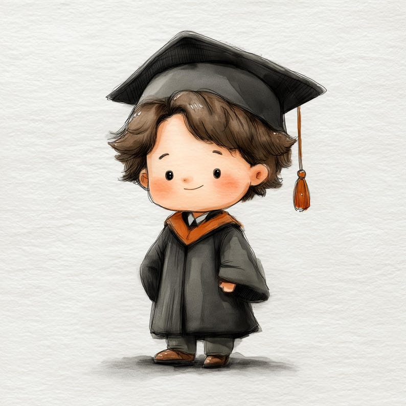 Graduate Cartoons Graduation Clipart for Boys and Girls, Digital Download, Graduation ...