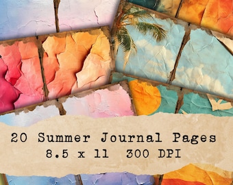 Summer Beach Journal Pages: Pastel Ephemera Collage (Digital Download)