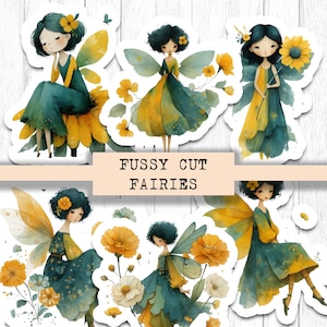Éphémères imprimables de fées de coupe difficile pour les journaux indésirables, découpes de fées vintage, fournitures de scrapbooking fantaisistes