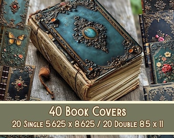 Antique Book Covers Junk Journal, Topper, Cover, Decorative, Dark Academia Victorian, Printable, Digital Download Digital Scrapbooking