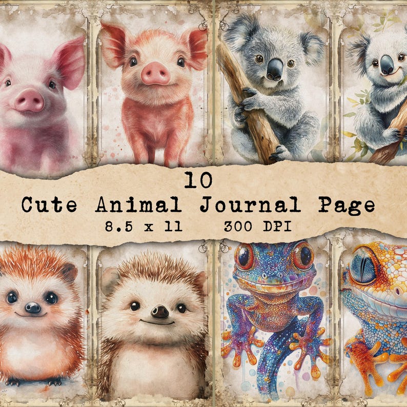 Cute Baby Animals Junk Journal Kit PNG | Nature Printable Ephemera ...