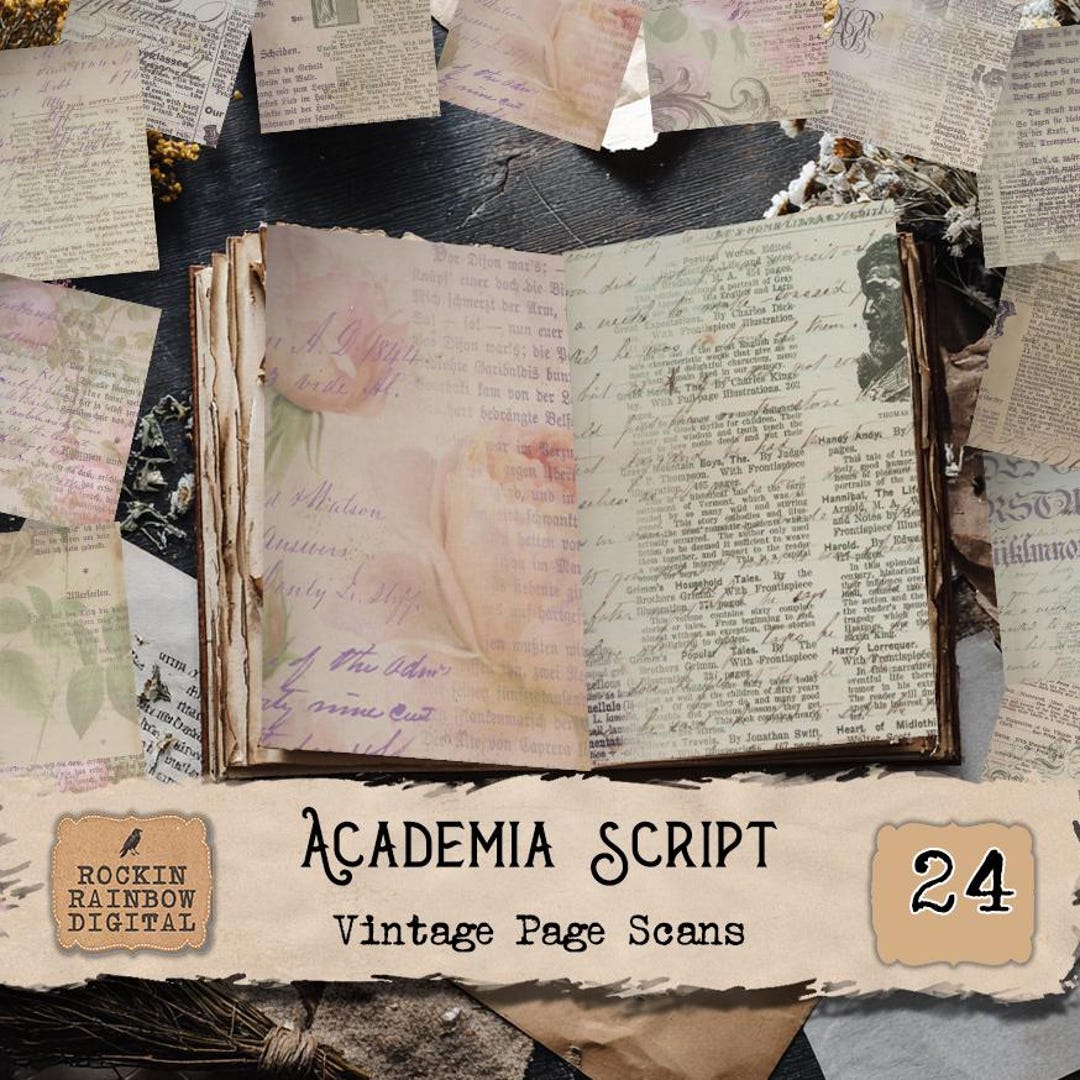 Vintage Paper Scan Set: Real Book Pages for Junk Journals, Scrapbooking ...