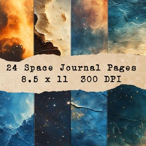 Space Junk Journal Printable Pages, Celestial Ephemera, Astronomy Scrapbook Kit, Galaxy Journal Supplies