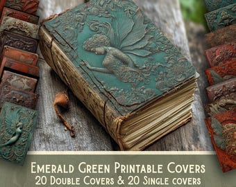 Forest Fairy Journal Cover Bundle, Printable Junk Journal Cover, Vintage Digital Download, Ephemera Kit, Scrapbook Supplies, Journal Covers