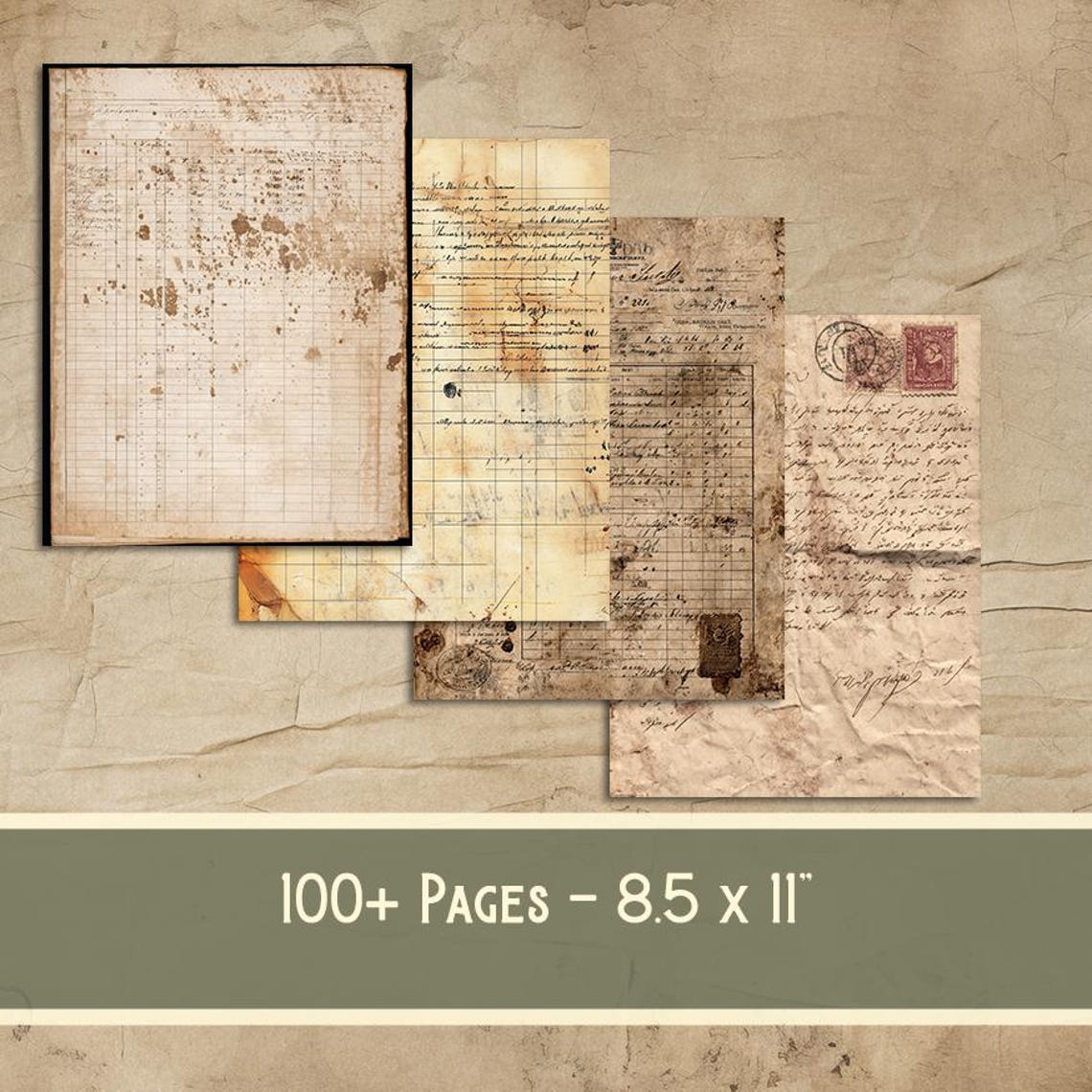 Vintage Real Book Page Ephemera Set, Antique Library Dark Academia ...