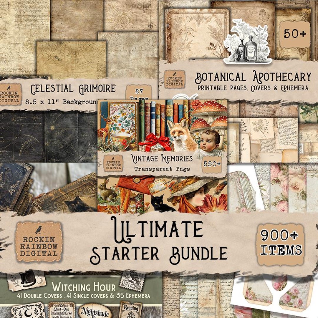 Ultimate Junk Journal Kit, Vintage Ephemera Bundle, Scrapbook Paper ...