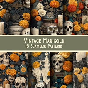 Gothic Halloween to Dia de los Muertos Junk Journal Paper | Dark Academia Pages & Ephemera | Vintage Printable Bundle