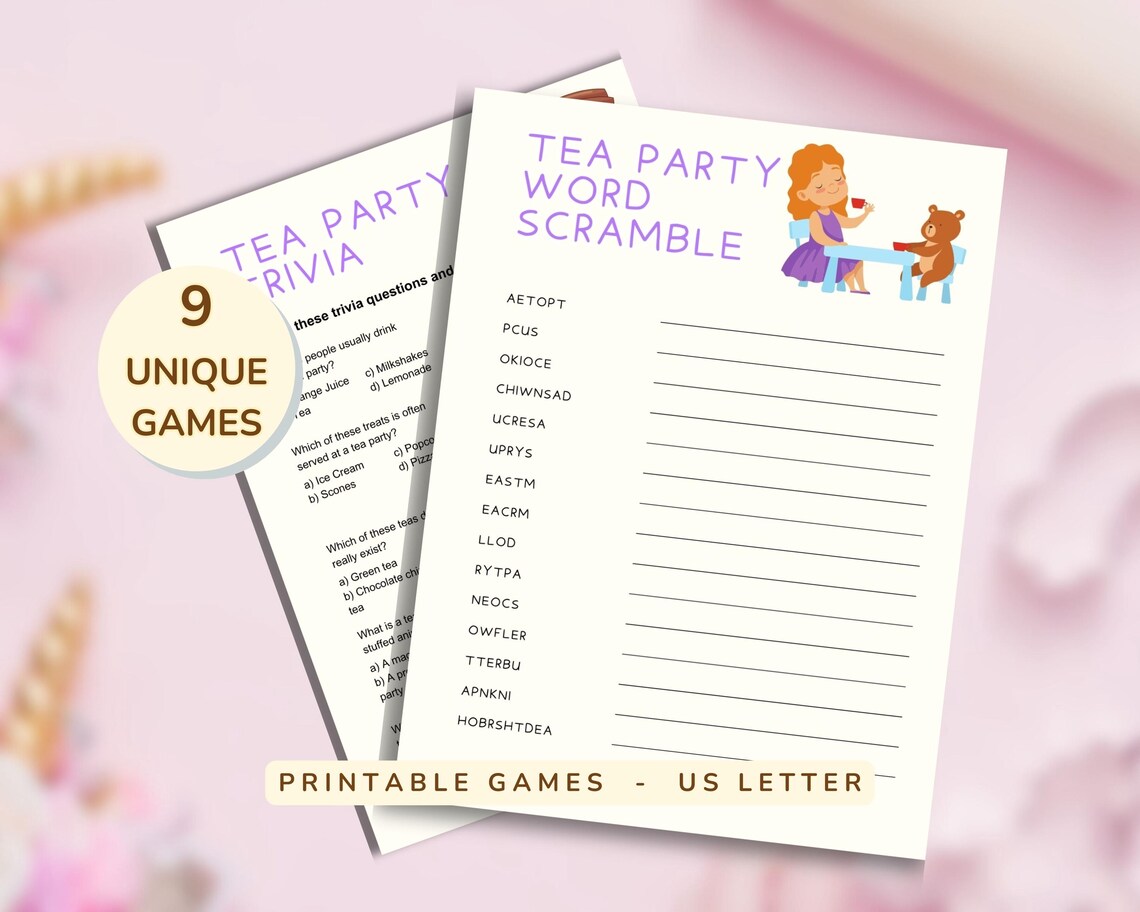 Printable Tea Party Games for Kids | Printable Kids Games | Kids Party ...