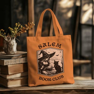 Salem Witch Book Club PNG, Spooky Halloween Design, Book Lover Digital Download, Witchy Art for Readers, Dark Academia Art