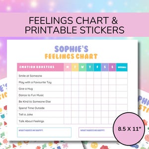 Feelings Chart Sticker for Kids | Emotions Tracker | Therapy Tool | Cute Planner Stickers | Mental Health Awareness | Self-Care