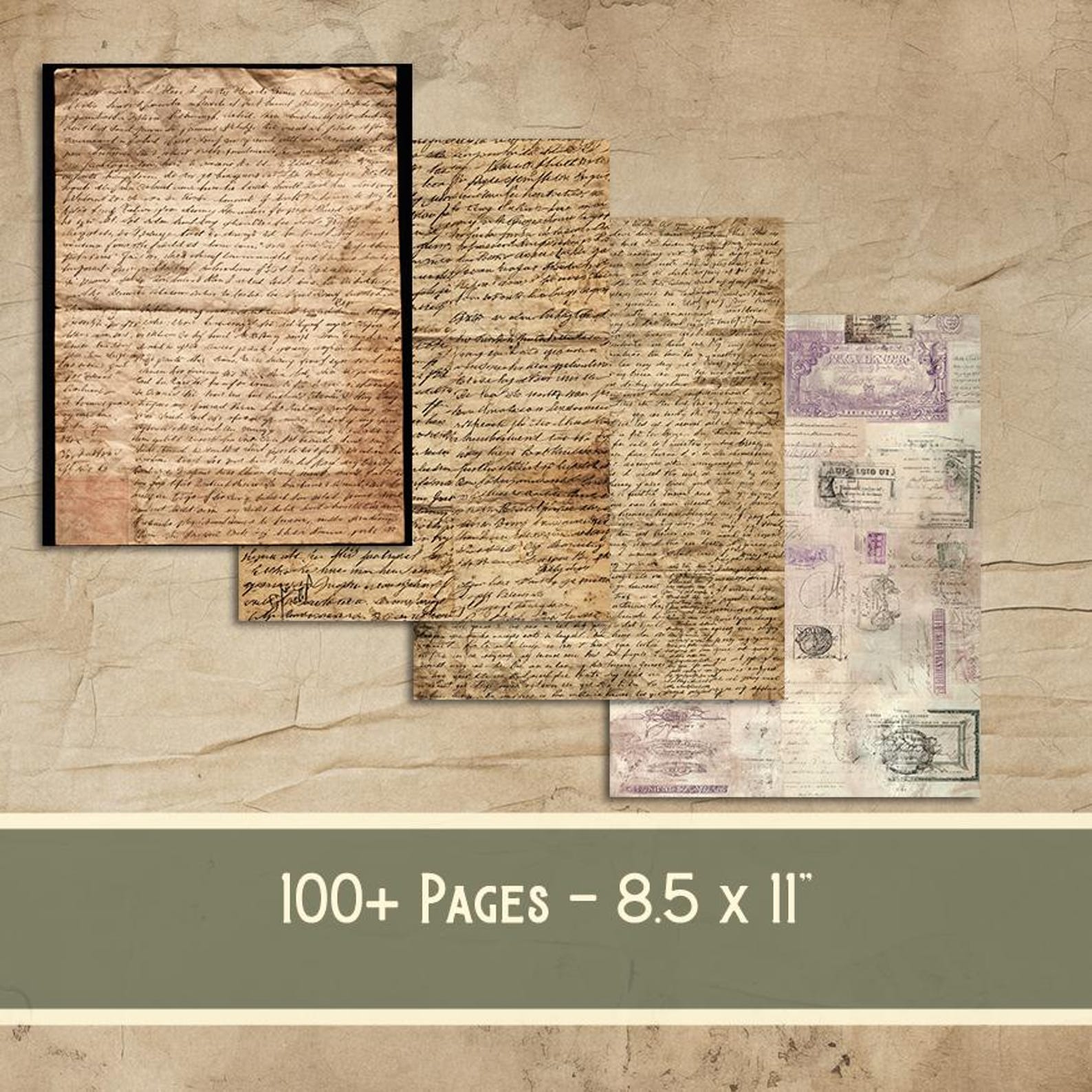 Vintage Real Book Page Ephemera Set, Antique Library Dark Academia ...