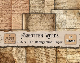 Correspondence Digital Paper Pack, Antique Journal Pages, Printable Delicate Writing Backgrounds, Scrapbook Kit