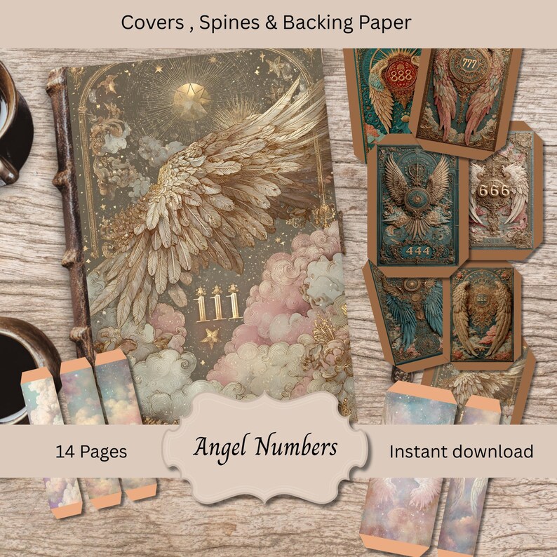 Angel Numbers Junk Journal Covers: Vintage Botanical Book Toppers (PDF ...