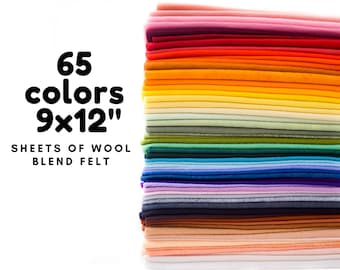 Wool blend felt 9x12" set of 65 sheets