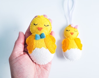Felt Easter Chick Ornament Sewing Pattern, Easter Ornament Tutorial, DIY Easter Basket Filler, Heirloom Spring Decor (Digital download)