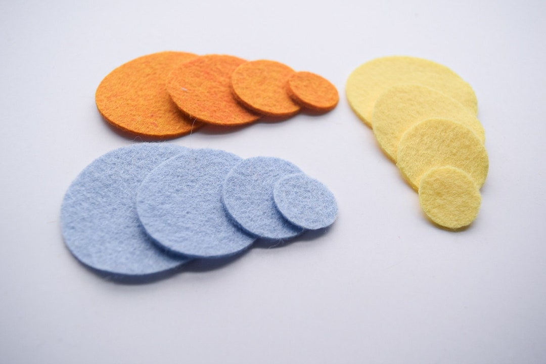 Wool Felt Circles Die Cut, Set of Wool Blend Felt Circles, Fabric