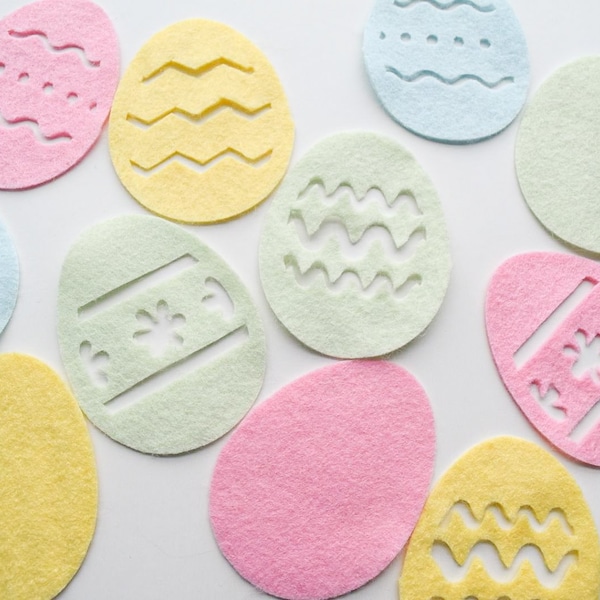 Easter eggs felt Cut outs for Easter garland, Wool blend felt Easter eggs die cuts, DIY Easter decor and crafts materials