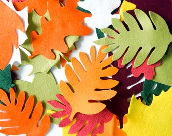 Fall Leaves Die Cuts, Wool blend felt leaf cut outs, DIY fall garland décor for Thanksgiving or Halloween, for fall decoration and crafts