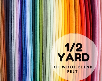 Filc z mieszanki wełny 1/2 jarda, Tkanina z mieszanki wełny i wiskozy na jardy, Duże arkusze filcu