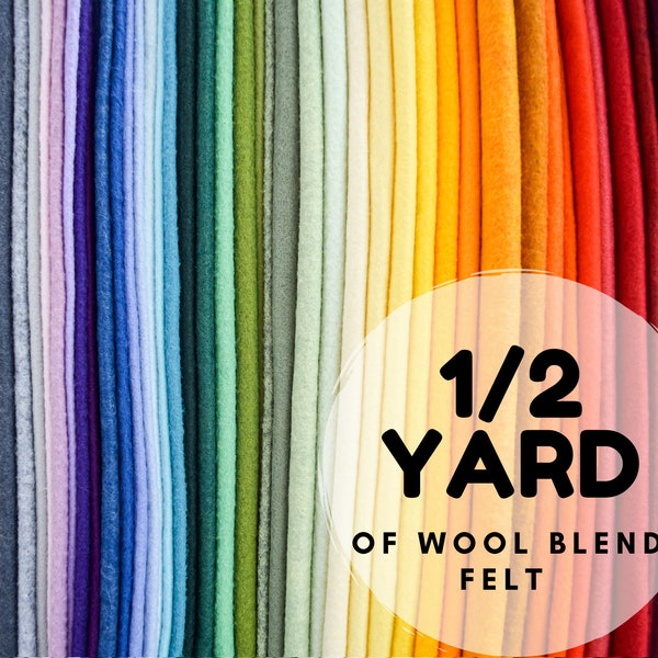 Wool blend felt 1/2 yard, Wool rayon blend fabric by Yards, Large Sheets of Felt