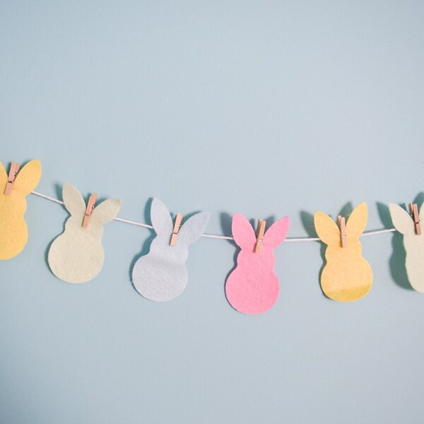 Easter bunnies and eggs Die Cut for Easter garland, Wool blend felt Easter bunnies cut outs, DIY Easter decor and crafts materials