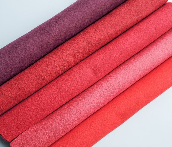 Wool Blend Felt Red Colors, Red Shades of Wool Felt for Crafts 9x12, 6x9 or  12x18 Sheets and Yardage 