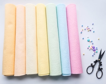 Wool blend felt Pastel Colors, Spring shades of wool felt for Easter crafts 12x18" or 9x12 or 6x9" sheets
