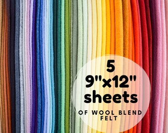 Wool blend felt 9x12 - you choose five 9x12 sheets