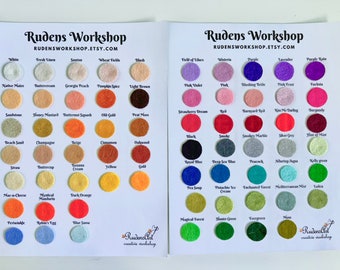 Wool blend Felt Swatch Chart, Wool blend felt 9x12 or 12x18 sheets, Wool felt yardage (NO TRACKING MAIL)