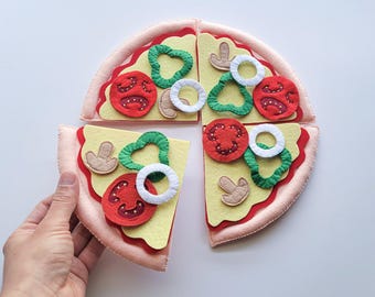 Felt Pizza Sewing Pattern, DIY pretend play food, Step-by-Step Sewing Tutorial, PDF + Video