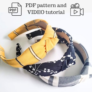 Top knot headband PDF Sewing Pattern, Step by step video tutorial, Knotted headband DIY for kids and adults