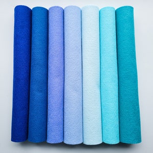 Woll-Mischfilz Blaue Farben, Royal Blaue Schattierungen von Wollfilz zum Basteln 9x30, 6x9 oder 30x45 cm Blätter und Meterware