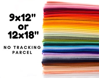 Wool Blend Felt Rainbow Bundle 20 9x9 sheets of felt