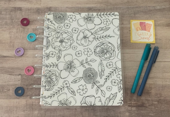 Black and White Happy Planner Cover Front and Back Cover Set - Etsy