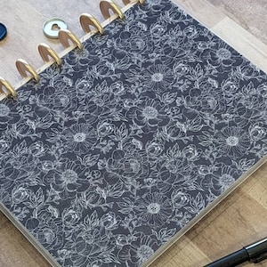 Handmade Floral Doodled Planner Cover: Front & Back Set