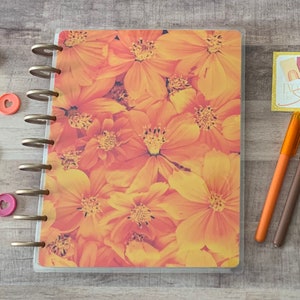 Orange Floral Happy Planner Cover: Disc Bound, Laminated