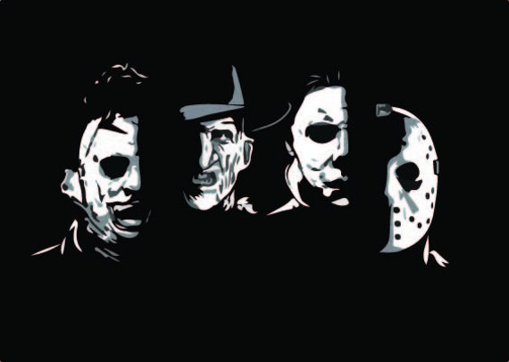 Download Horror Movies Silhouette Files For Cut Freddy Jason Voorhees Michael Myers And Leather Face Svg Clip Art Art Collectibles