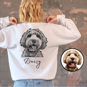 Custom Pet Sweater Using Pet Photo + Name, Custom Dog Portrait Sweater, Personalized Dog Pullover, Dog Sweatshirt, Dog Mom Gift, Pet Sketch