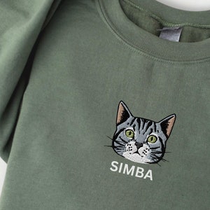 Custom Embroidered Pet Sweater Using Pet Photo and Name, Custom Dog Portrait Sweater, Personalized Dog Sweatshirt, Custom Cat Crewneck