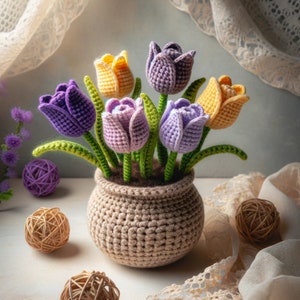 crochet pattern, tulip crochet, crochet flower,craft tutorial, diy tutorial, mother's day gift, gift for girls, gift for women,tulip pattern