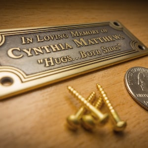 Memorial Nameplate, Bench Name Plate, Brass Plaque, Memorial Name Plaque, Door Sign, Brass Name Plate, 100% Solid Brass Piece