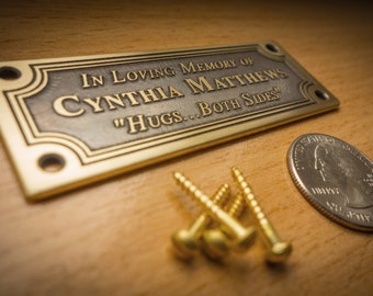 Memorial Nameplate, Bench Name Plate, Brass Plaque, Memorial Name Plaque, Door Sign, Brass Name Plate, 100% Solid Brass Piece