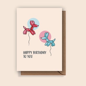 Birthday card balloon animals | double card | including envelope