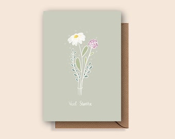 Carte de condoléances avec fleurs | Bonne chance | carte double | y compris l'enveloppe